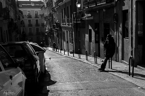 A smoke and a pigeon ... Madrid
