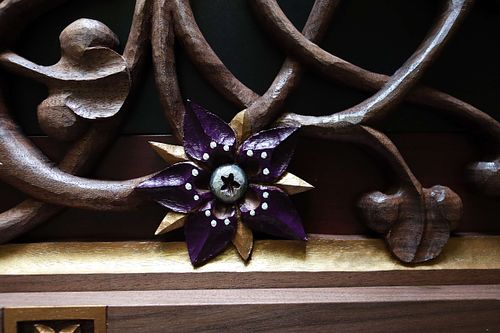 carved and painted borage flower by Wes and Kelly Baker for St. Joseph Shrine
