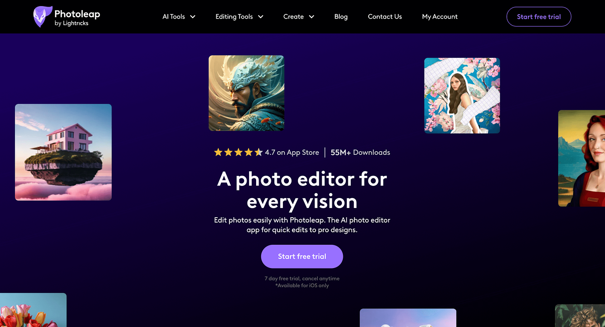 Photoleap home page screenshot