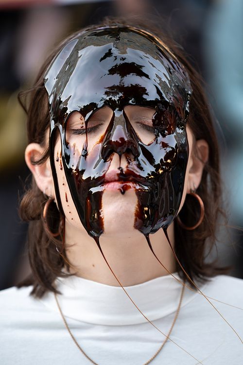 Climate campaigners protest outside Shell, London, UK