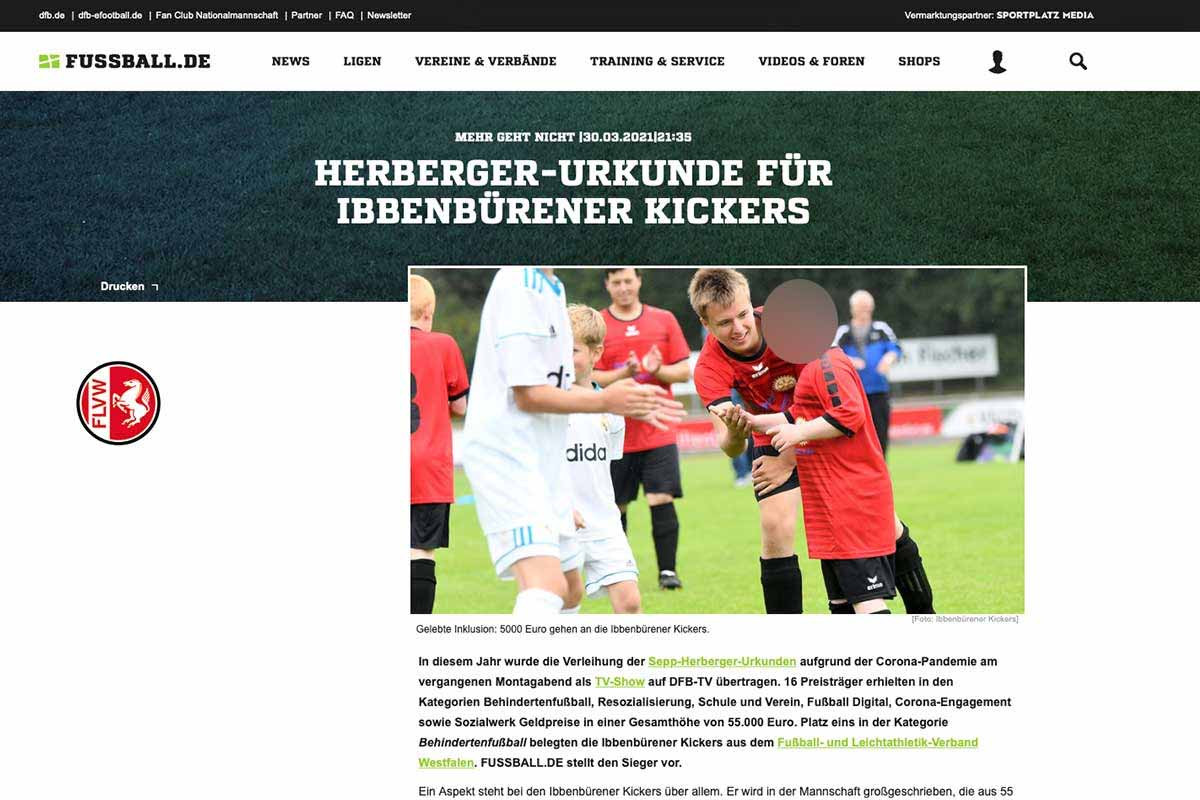 Fußballspieler aus der inklusiven Mannschaft der Ibbenbürener Kickers.