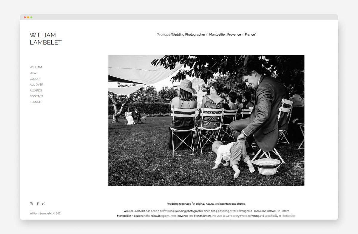 Sito web di fotografia in bianco e nero di William
