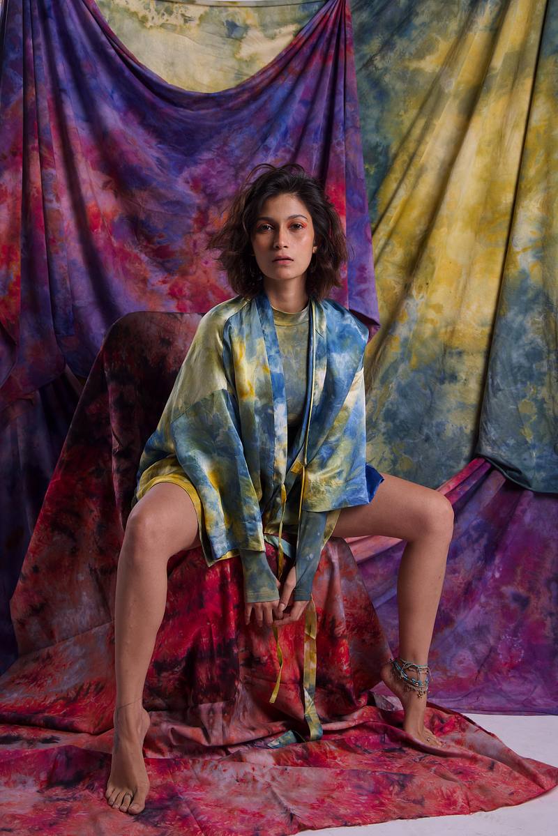 Linen Satin Kimono Jacket - Golden Hour