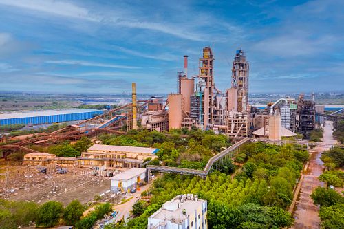 Top view of Zuari cement ltd, Manufacturing cement, Hyderabad, INDIA