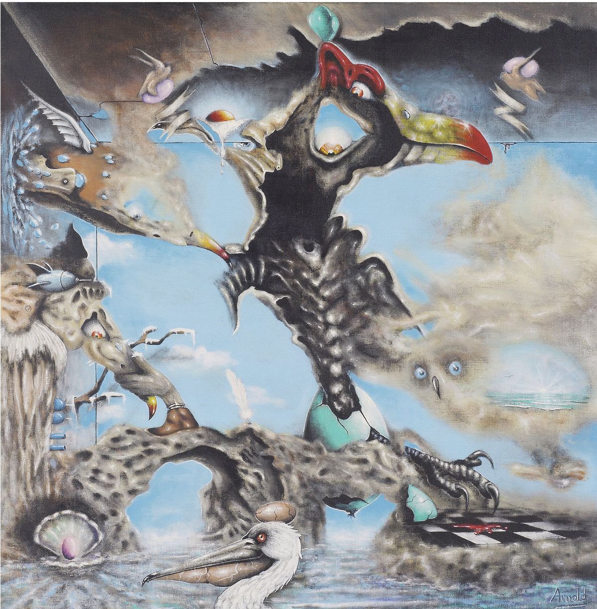 Strange birds &ndash; surreal painting by Dutch artist Arnold Janssen