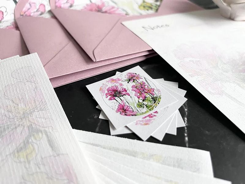 Luxury Pink Geranium Scented Letter Writing Stationery Gift Set with Accessories