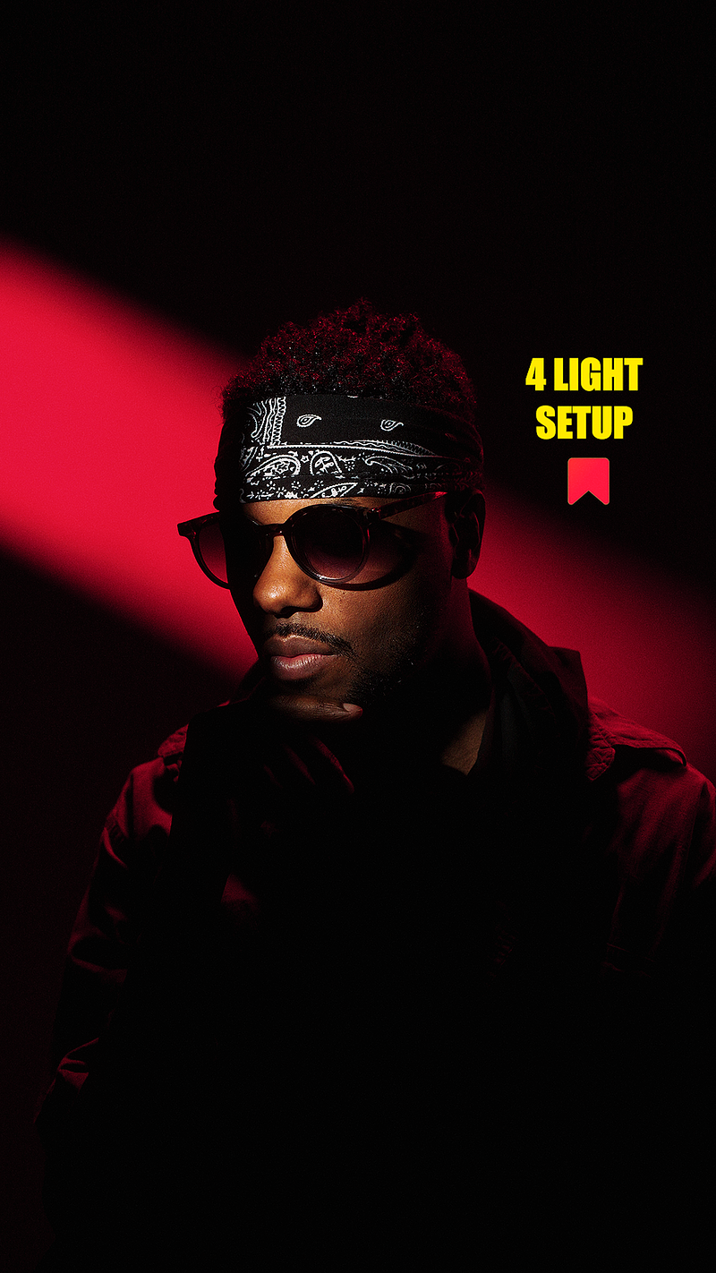 Red Light Streak Portrait - 4 Light Setup