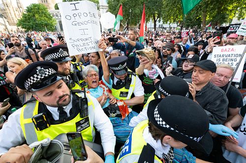 Defend Our Juries protest in Parliament Square, mass arrests, London, UK