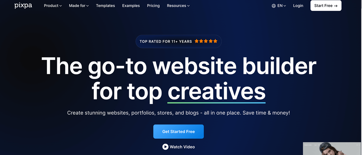 Screenshot di Pixpahome page di