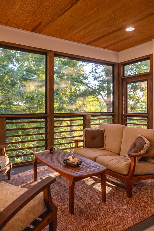 Screen door access to elevated side walk portion of deck