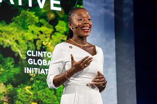 Nili Gilbert addresses global equity and sustainability during the Clinton Global Initiative 2024 “Everything Everywhere All At Once” session.