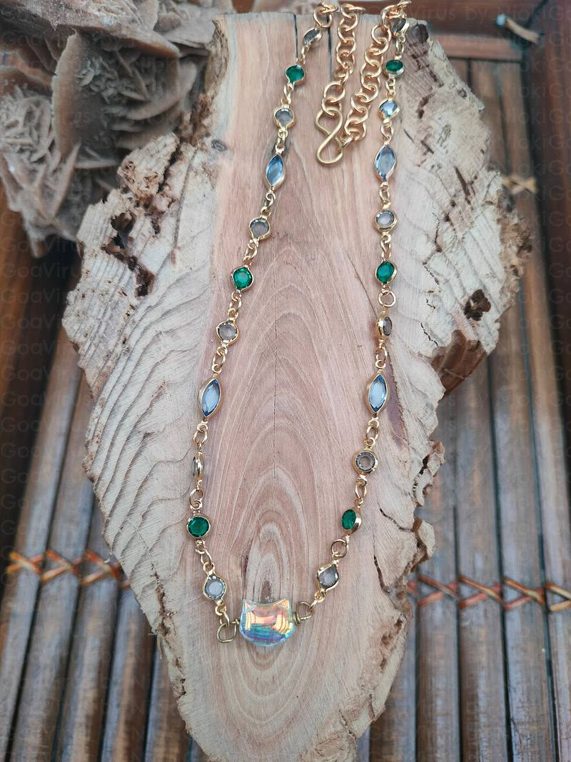Strass charms kitten necklace