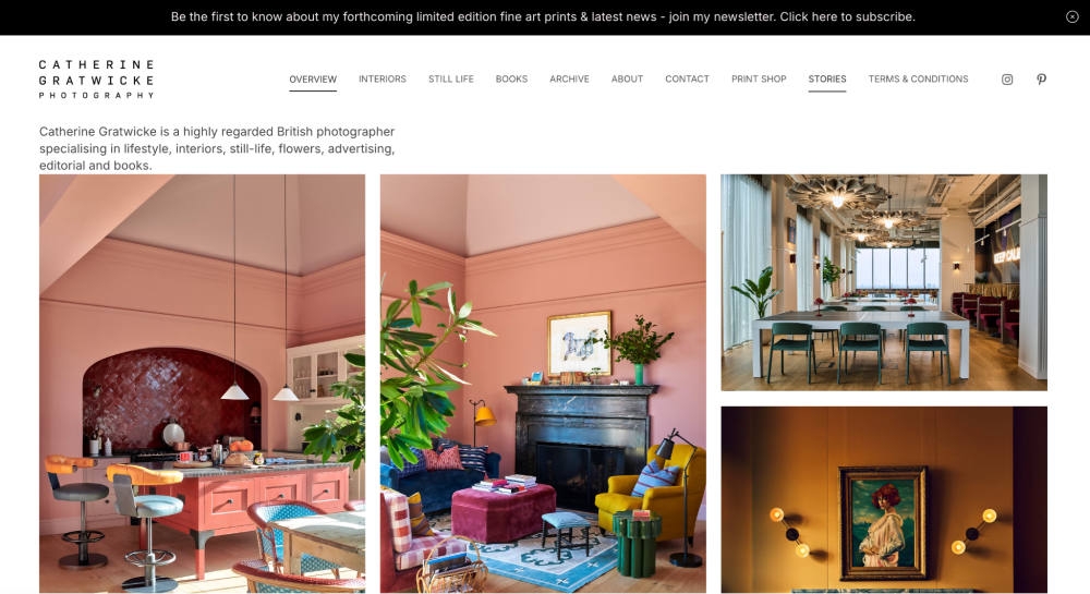 Strona internetowa portfolio Catherine Gratwicke
