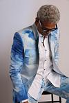 Linen Satin Safari Blazer - Summer Sky