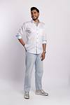Signature White Premium Cotton Shirt - Summer Sky
