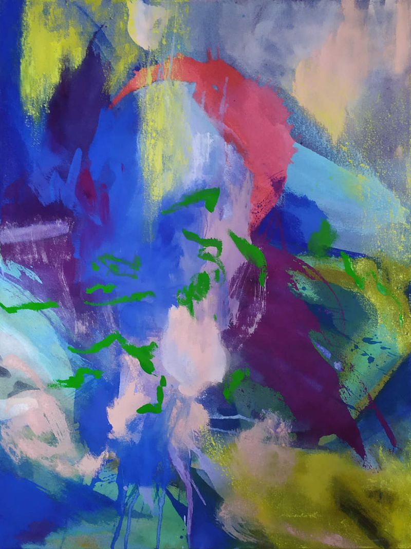 Cercle Rouge, peinture abstraite moyen format