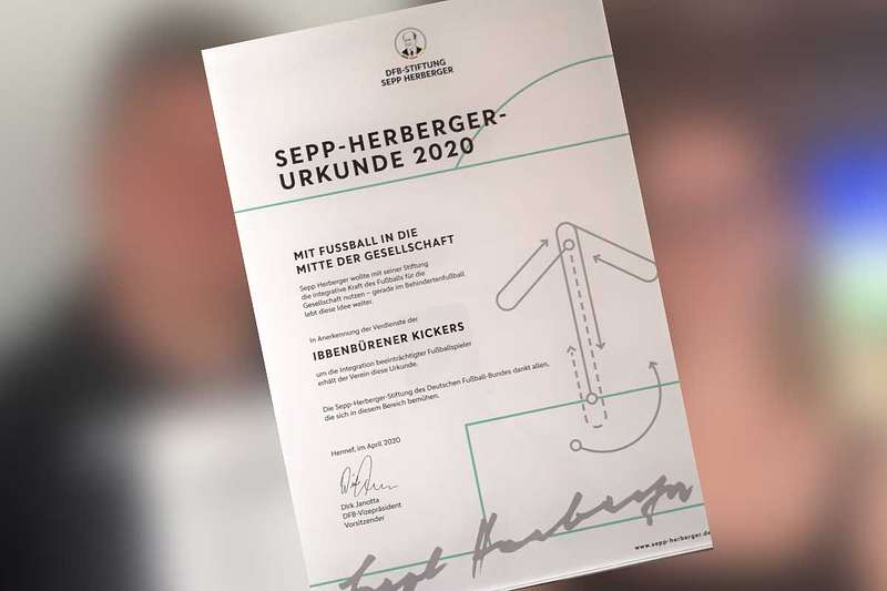 Sepp-Herberger-Urkunde für die Ibbenbürener Kickers