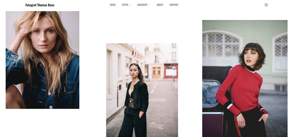 Site Web de portfolio de portraits de Thomas construit avec Pixpa