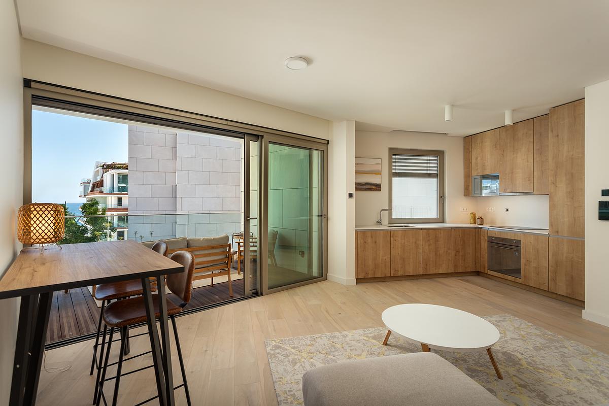 Fotografia imobili&aacute;ria de T1 de luxo com vista mar no Atlantic 