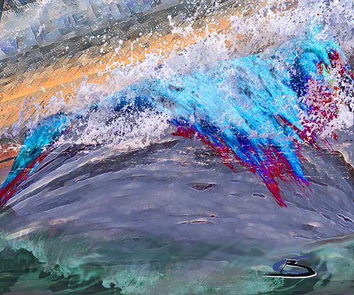 Wave abstract, multi colored waves roll in