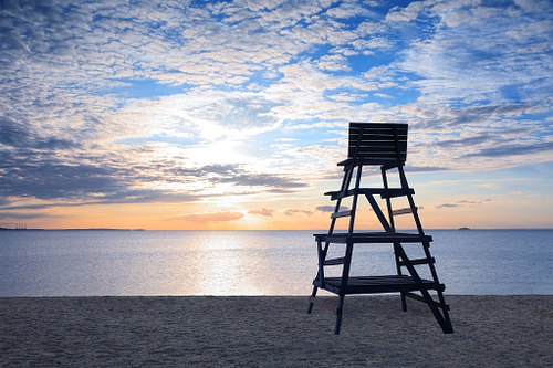 Life Guard Stand at sunset