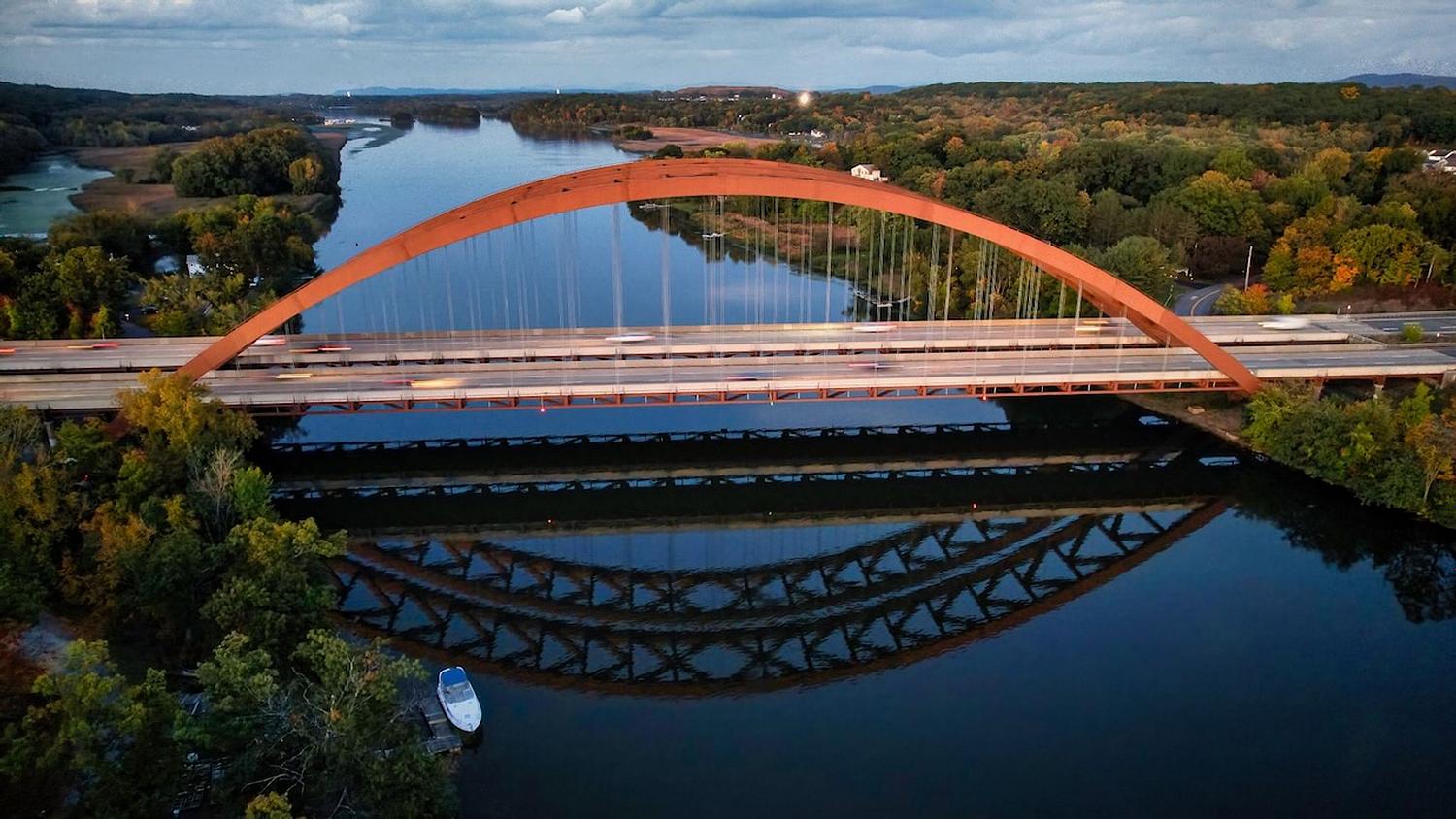 Twin Bridges at Sunset taken by Drone Shot Media