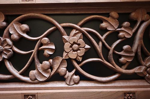 Columbine flower carving in walnut also known as Our Lady's Shoes