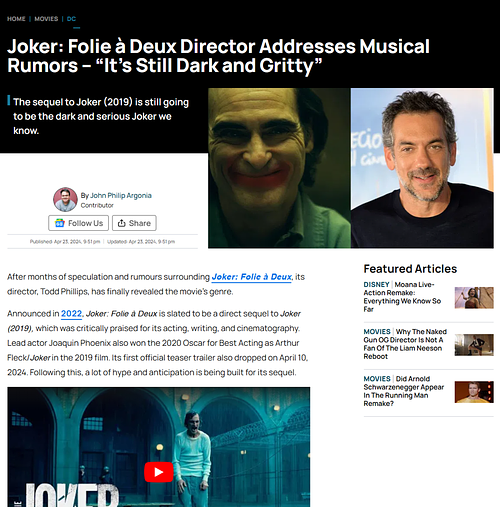 Joker: Folie à Deux Director Addresses Musical Rumors
