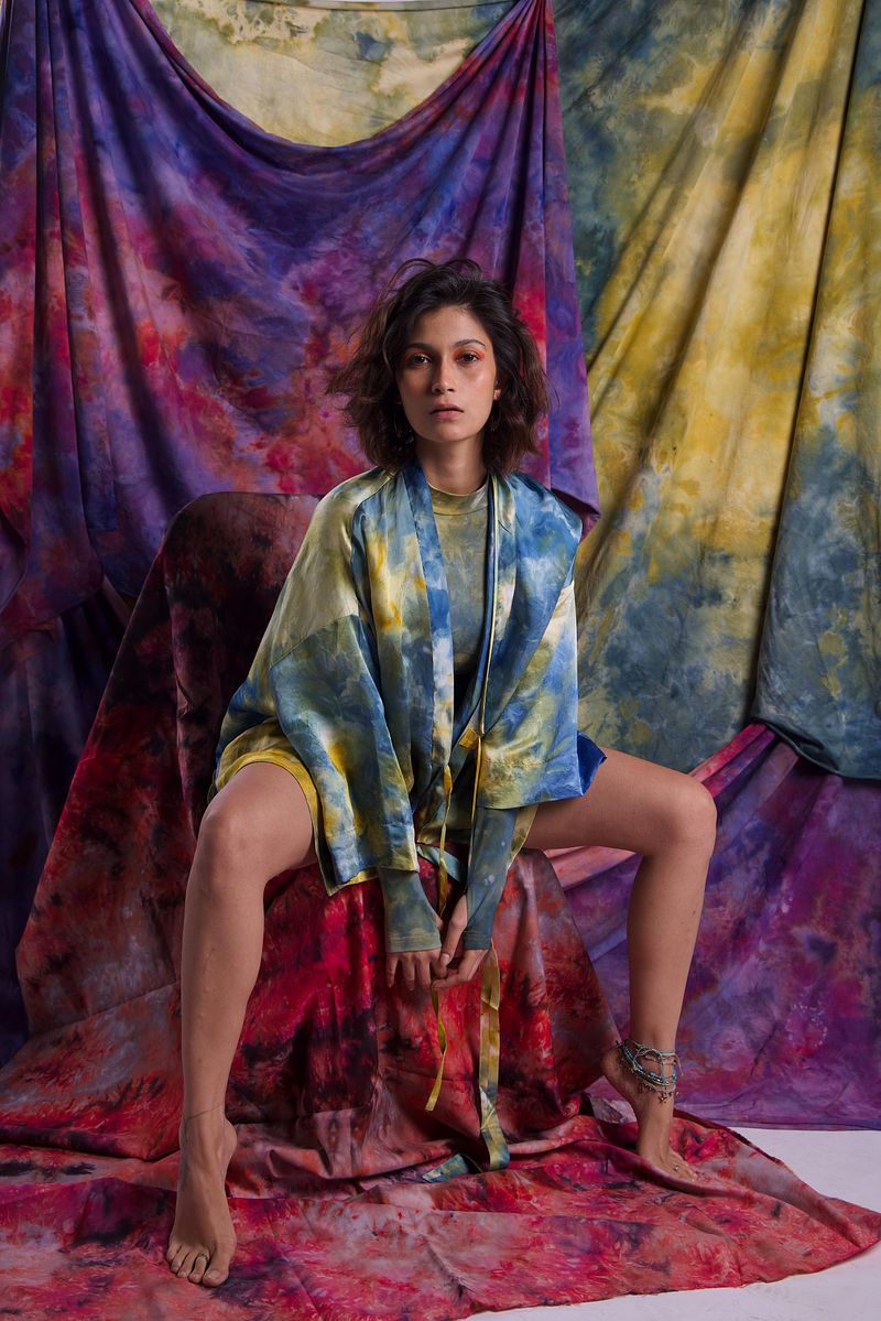 Linen Satin Kimono Jacket - Golden Hour