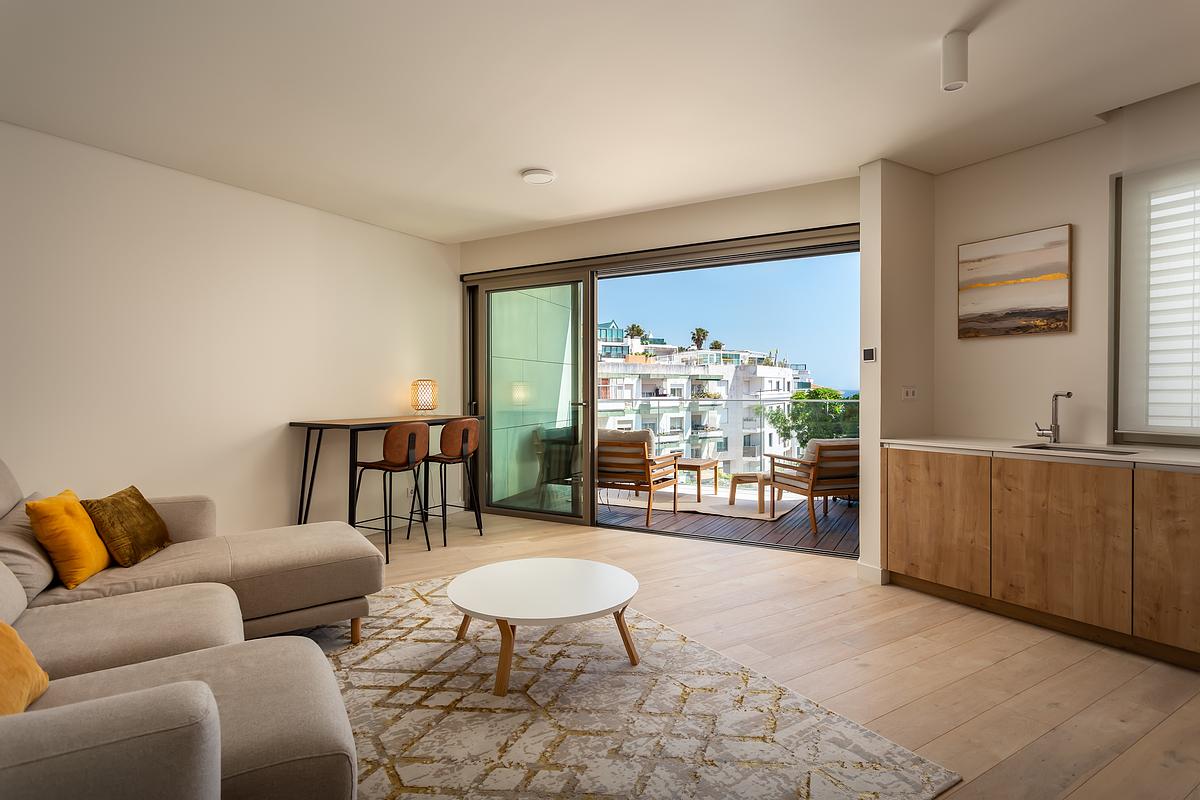 Fotografia imobili&aacute;ria de T1 de luxo com vista mar no Atlantic 