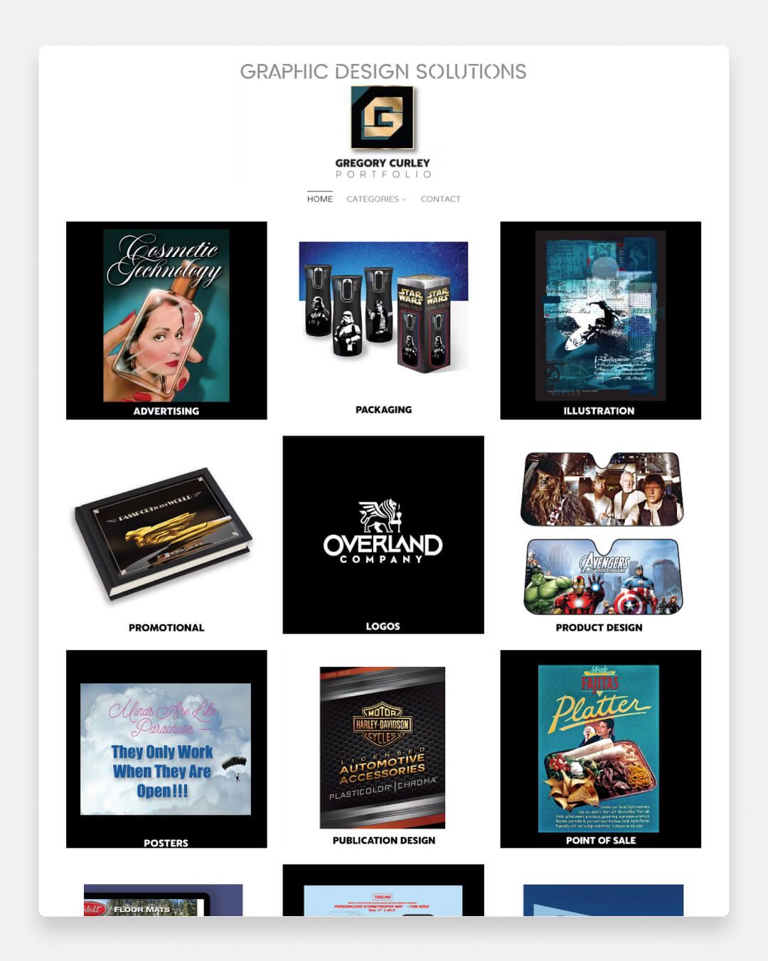 Gregory Curley - Page d'accueil du site Portfolio