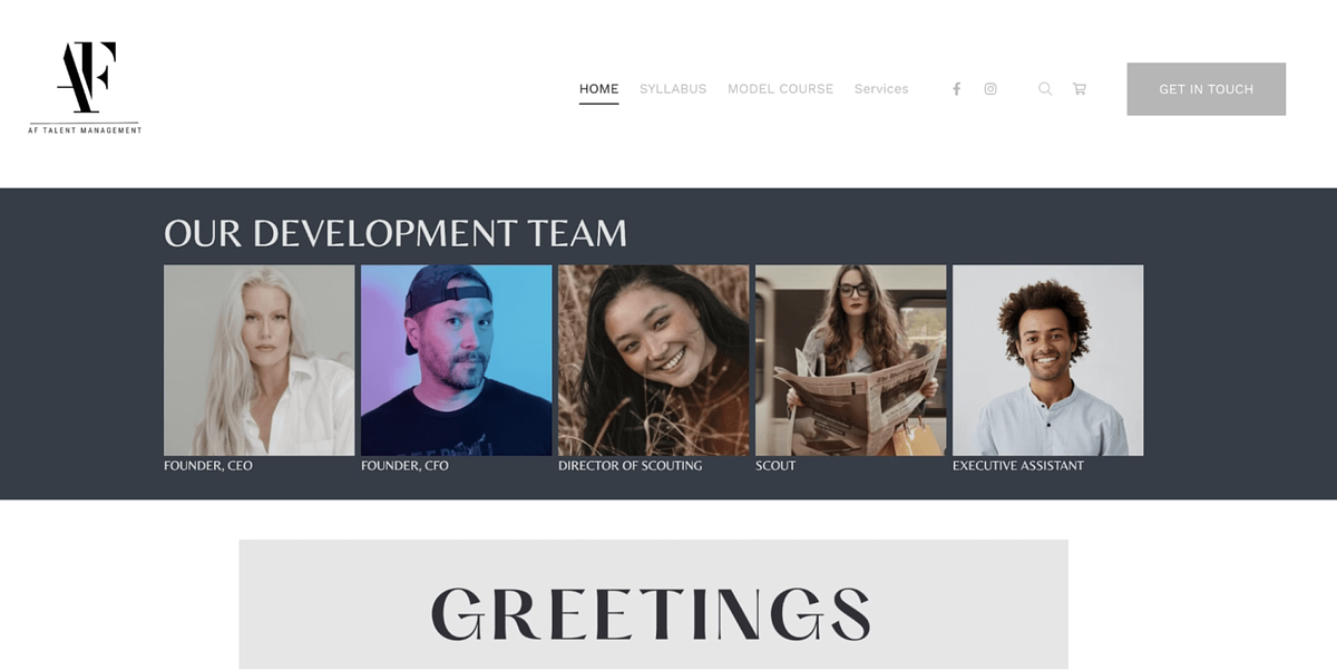 Site de modelagem da AF Talent Management