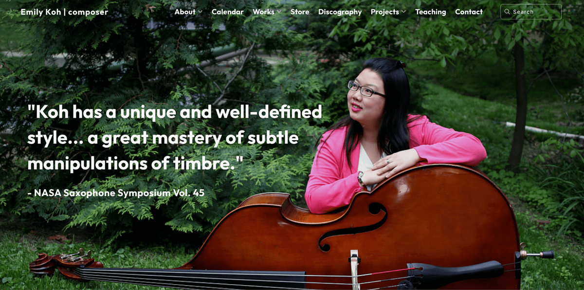 Sito web della musicista Emily Koh
