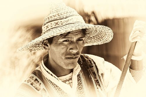 Portrait en sepia d'un homme du Pérou