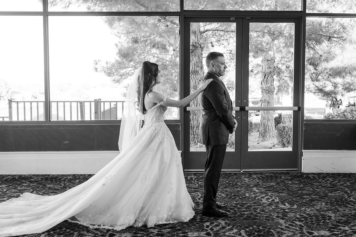 First Look with Father Fall Wedding at The Revere Golf Club, Henderson Las Vegas Nevada 2024