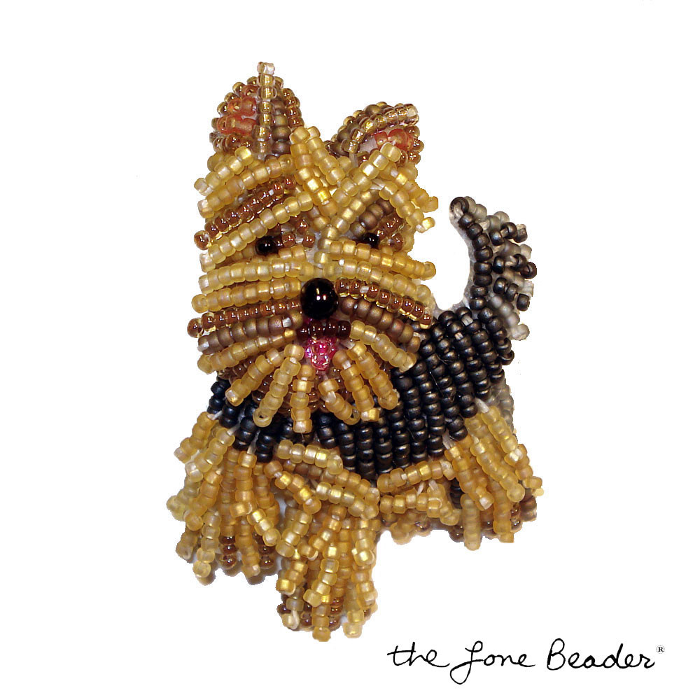 Beaded Scottie dog pin by TheLoneBeader