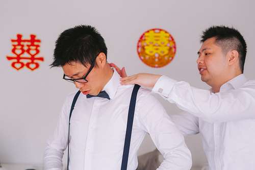 Groom Getting Ready