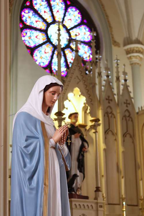 Restored statue of Our Lady of Grace for Holy Trinity Catholic Church in Somerset, Ohio.