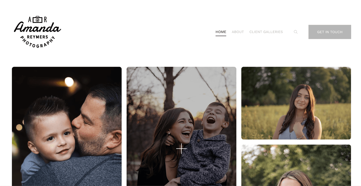 Site Web du portfolio de photographies familiales d'Amanda Reymers