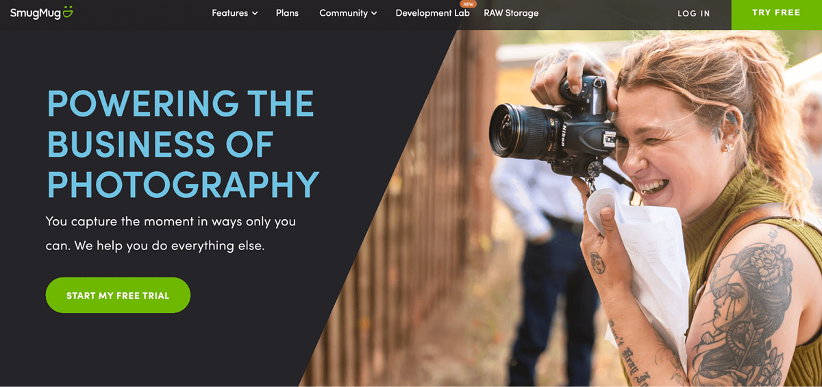 Zrzut ekranu strony głównej SmugMug