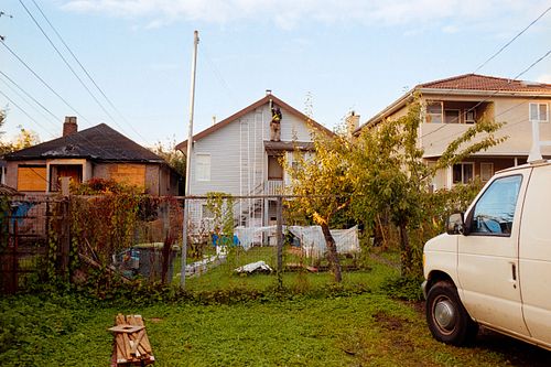 person working on Vancouver home on 35mm film