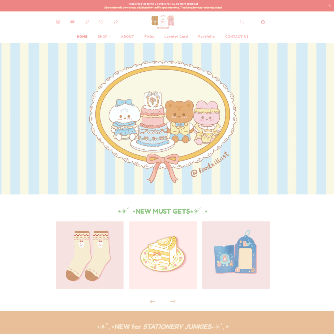 Captura de tela do portfólio Foodxillust que exibe ilustrações relacionadas à alimentação.