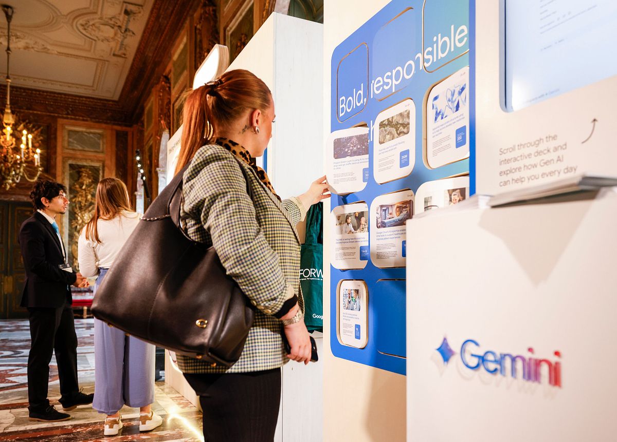 Google Gemini and AI stands at the EU Digital Summit 2025 in Brussels