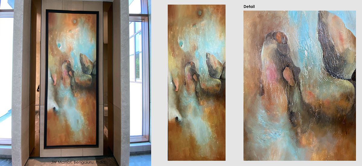 Site-specific abstract art created in collaboration with HBA Architects for a 5-star hospitality project, showcasing professional artistic partnership