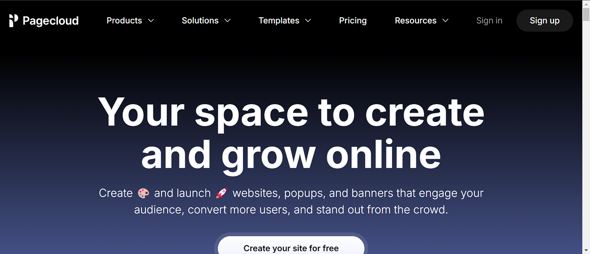PageCloud-startpagina