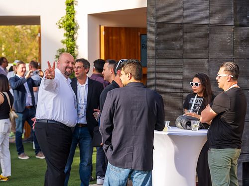 Nighttime ambiance photo of the Google Workspaces after party at Mandalay Bay — captured by David Andrade, Las Vegas