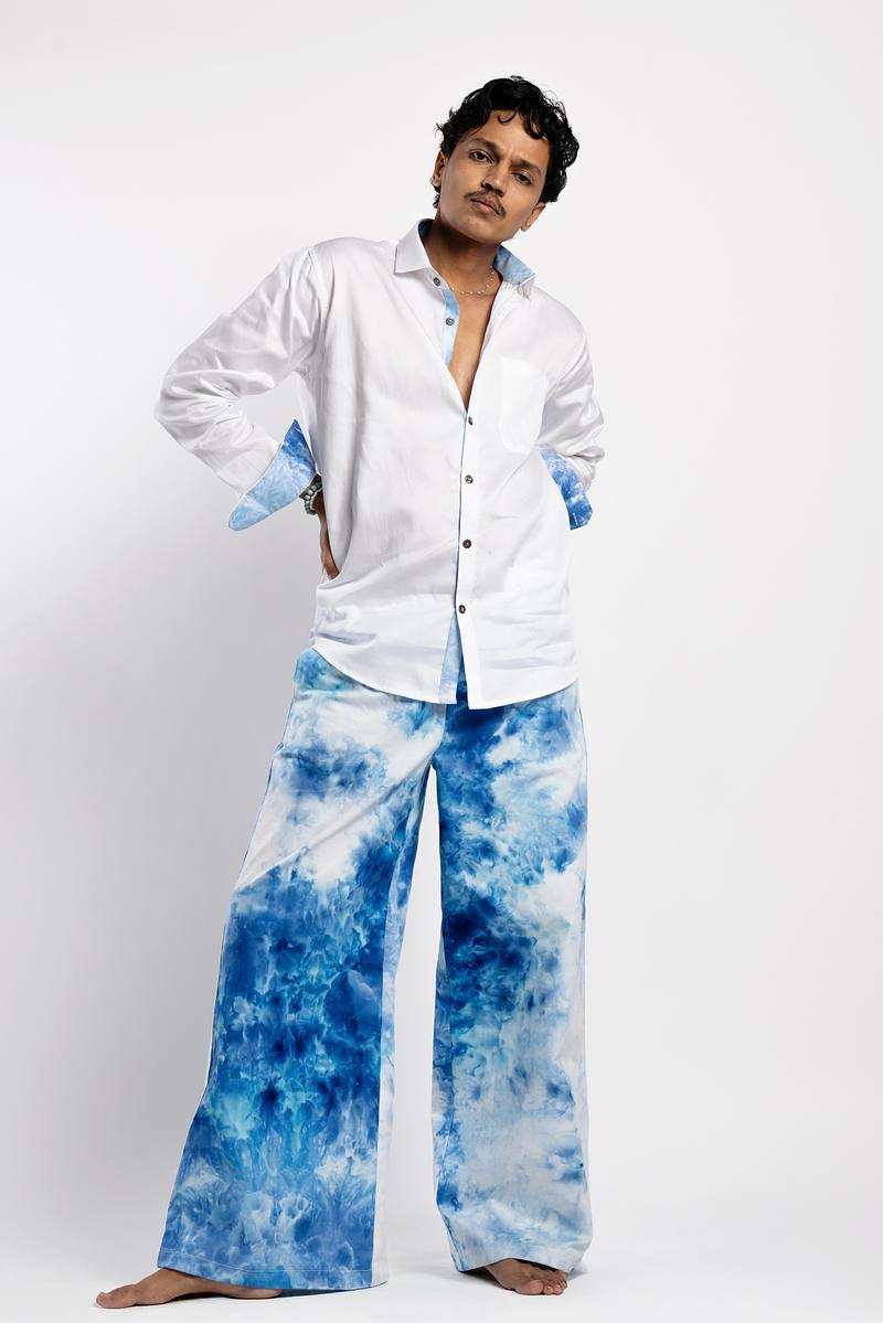 Signature White Premium Cotton Shirt - Summer Sky