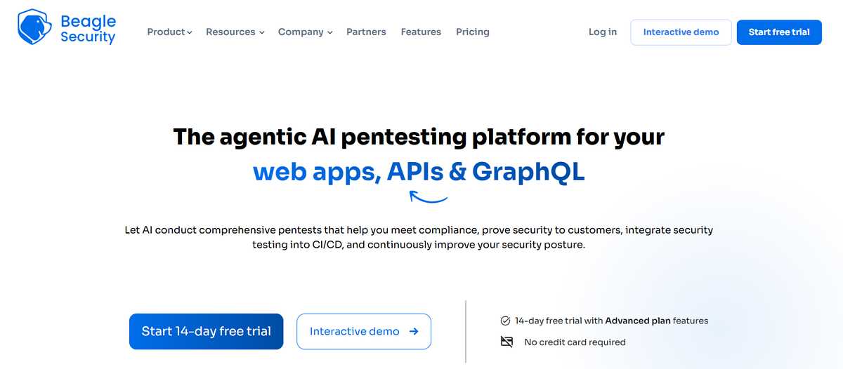 Beagle Security homepage screenshot