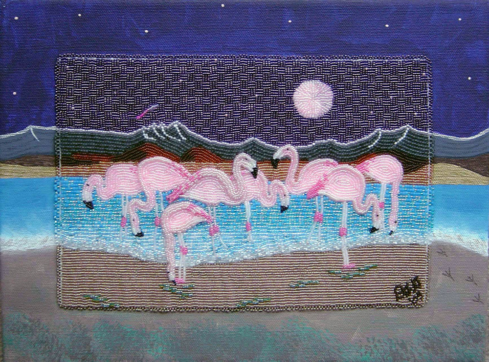 Beaded pink flamingos by TheLoneBeader