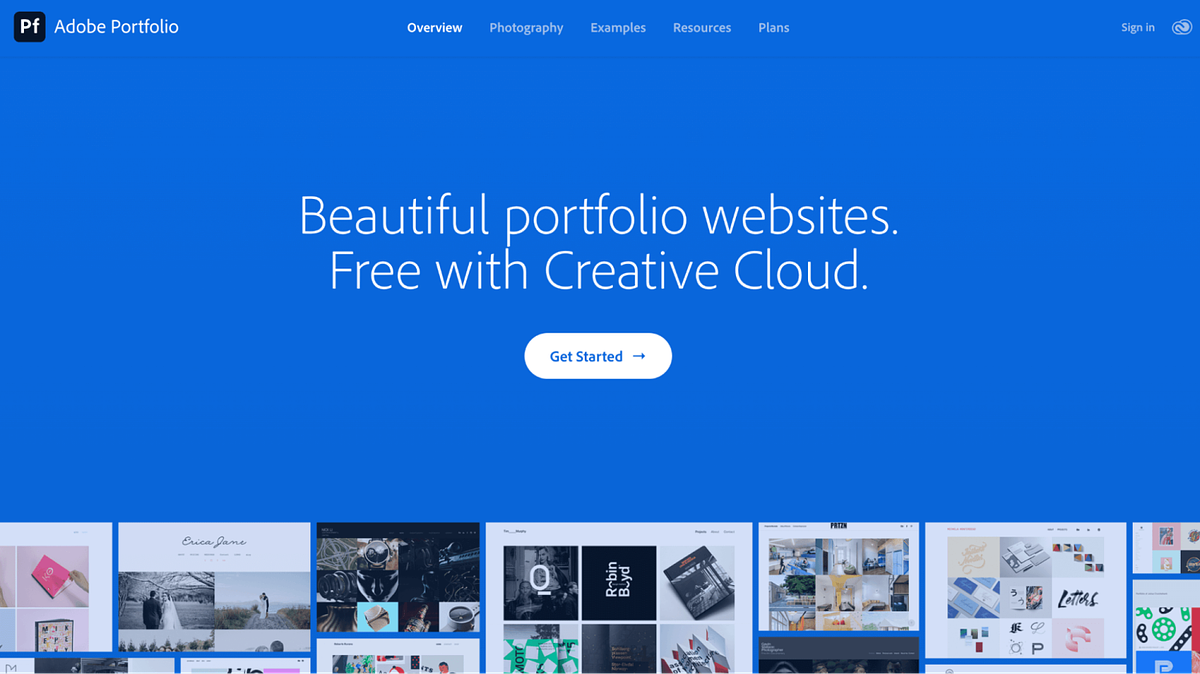 Adobe Portfolio builder screenshot